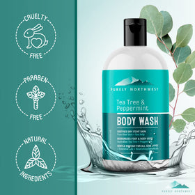 Gel Douche Purely Northwest au Tea Tree dans un environnement de spa