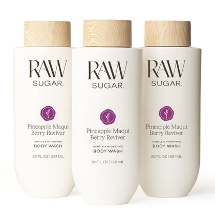 Gel douche RAW SUGAR Ananas Maqui Berry pack de 3, vue de face