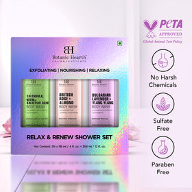 Gel douche Relax & Renew de Botanic Hearth 4 fl oz en application sur peau