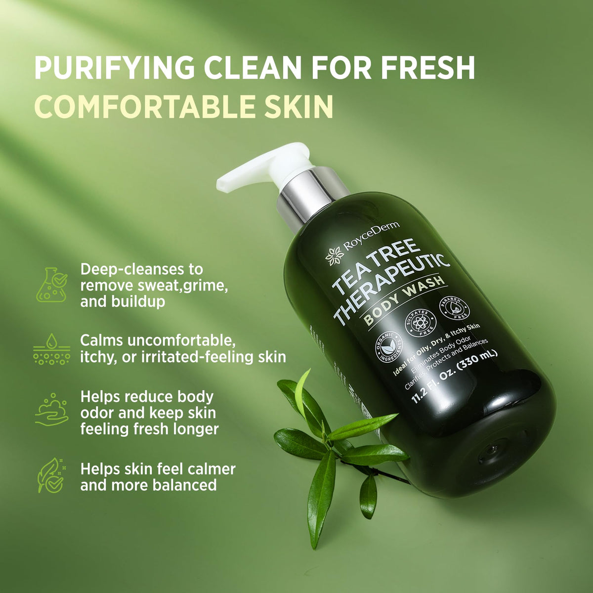 Gel douche Roycederm à l'huile d'arbre à thé avec ingrédients naturels