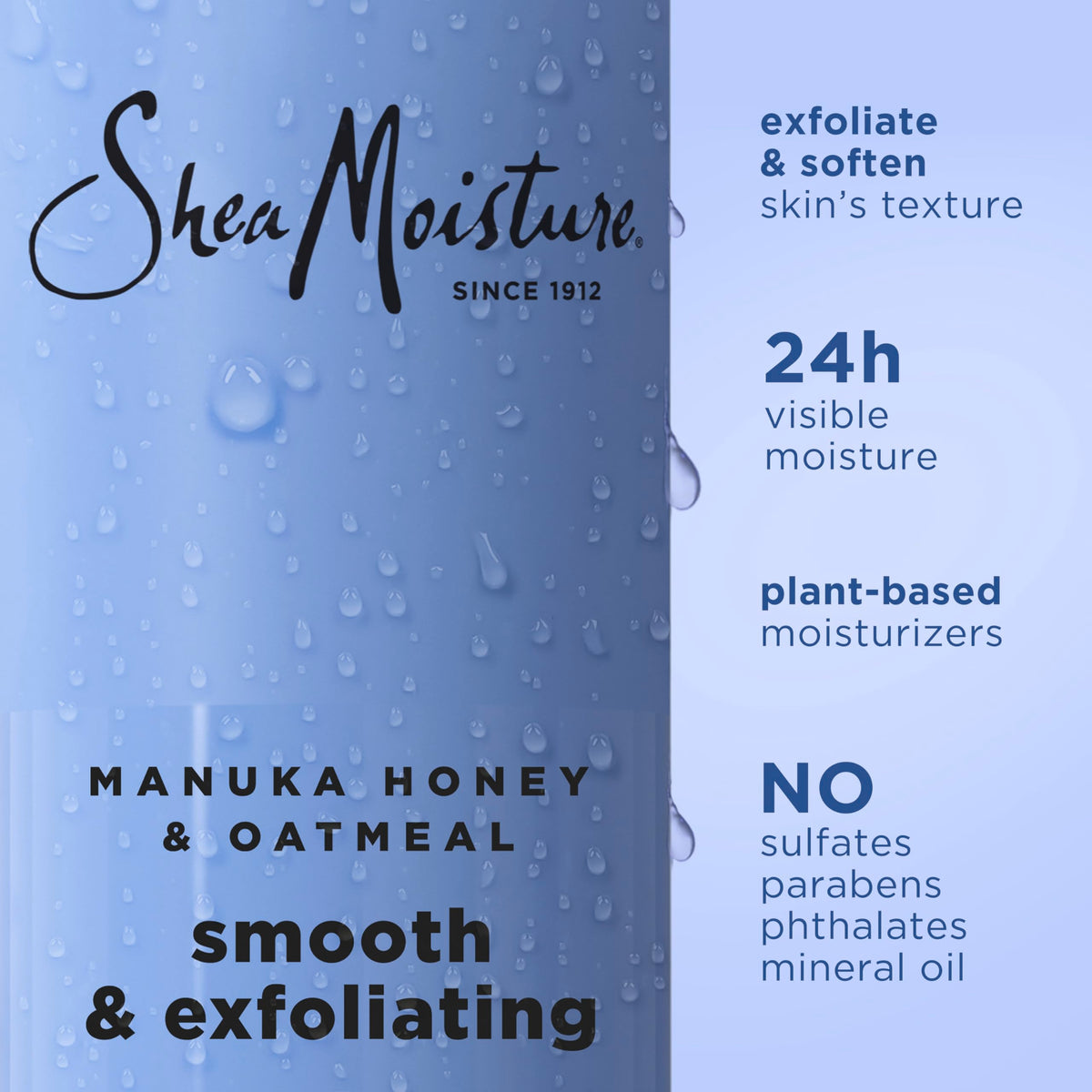 Gel Douche SheaMoisture Manuka Honey & Avoine 581g arrière avec étiquette