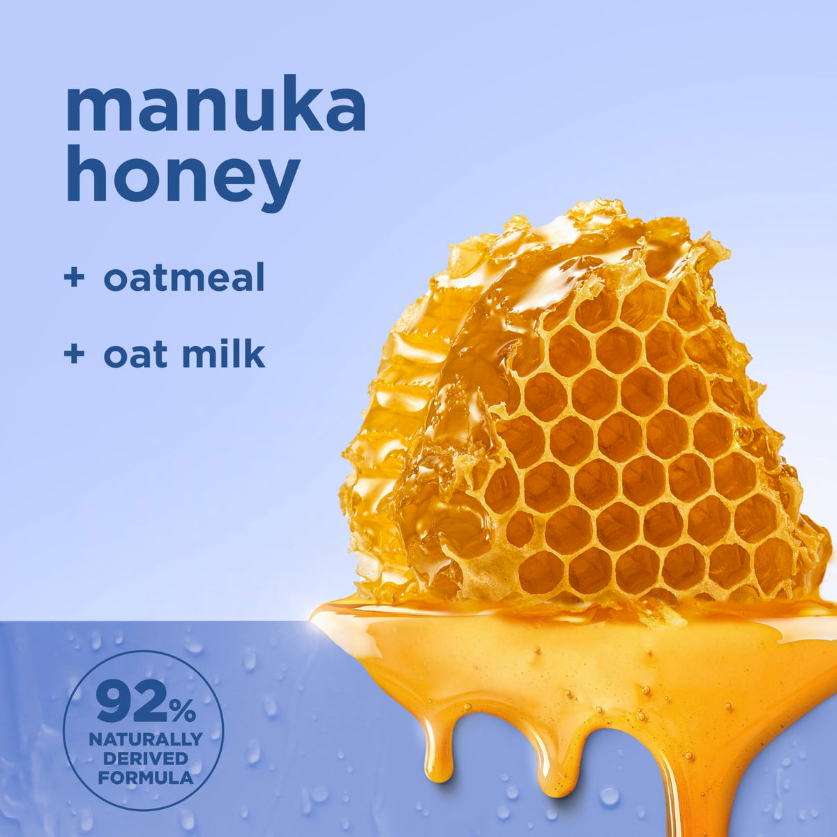 Gel Douche SheaMoisture Manuka Honey & Avoine avec des ingrédients naturels en arrière-plan