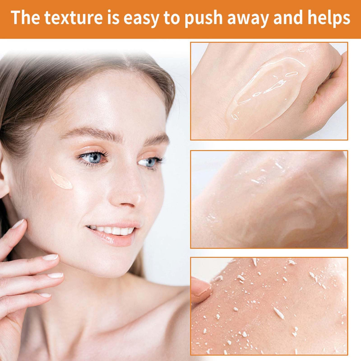 Gel exfoliant orange Omexry dans un environnement de salle de bain