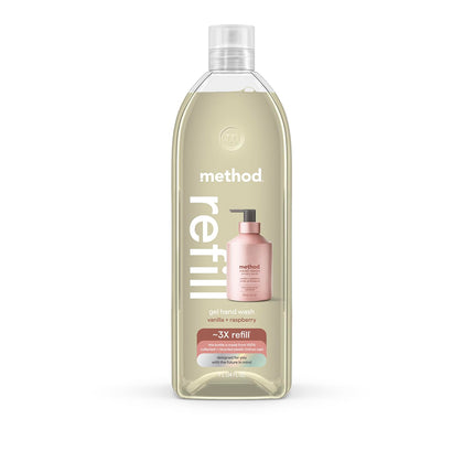 Gel lavant mains Method Vanilla + Framboise 1L vue avant