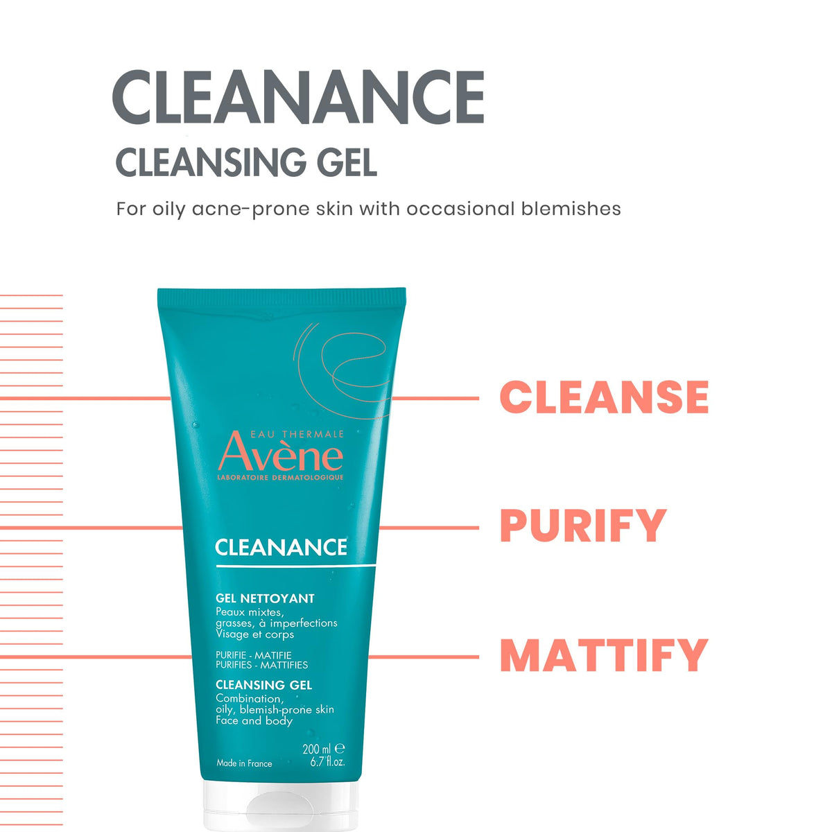 Gel nettoyant Cleanance Avène 170g avec pompe