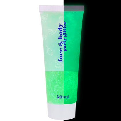 Gel pailleté corps néon vert MEICOLY 50ml, vue avant