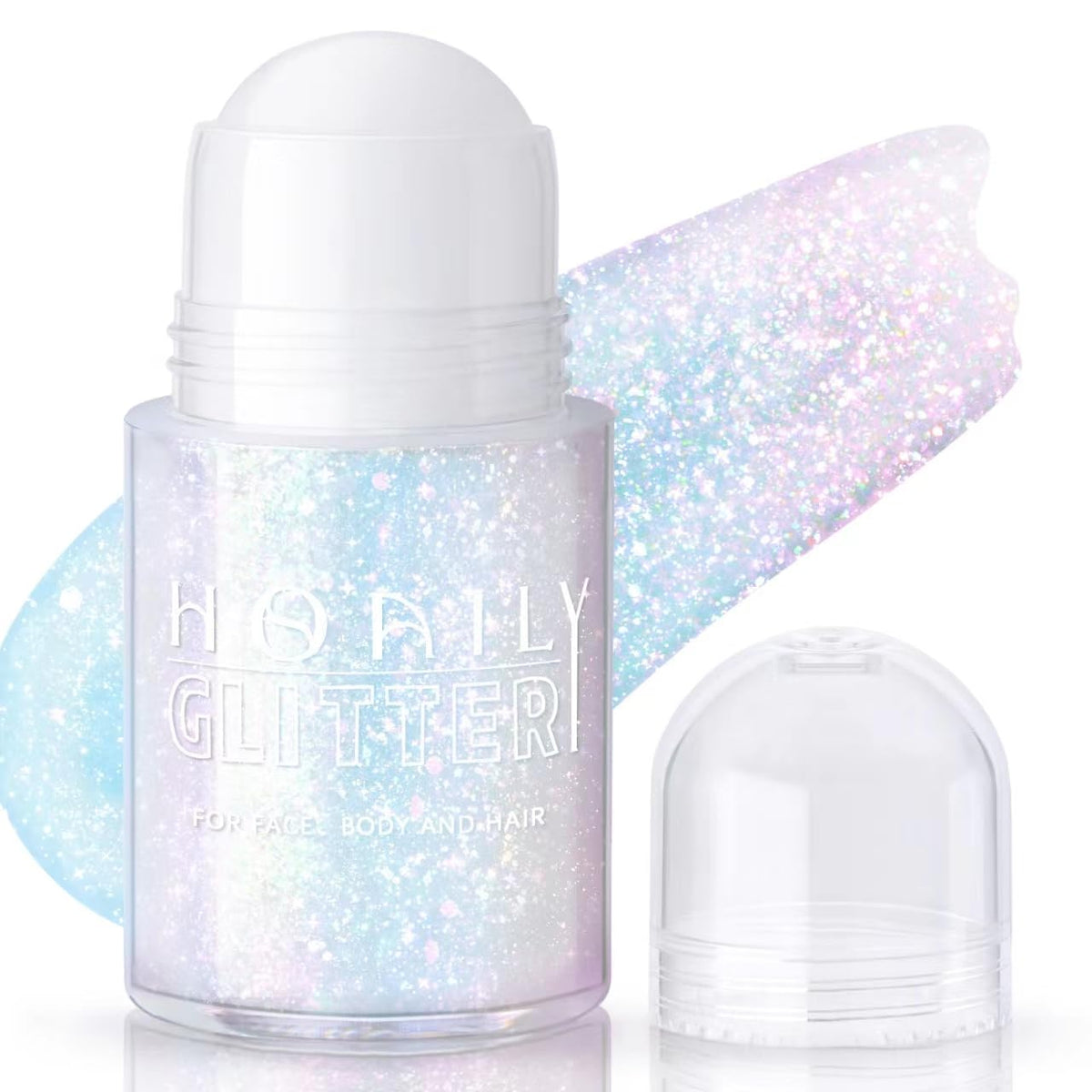 Gel pailleté holographique HOSAILY rose, vue de face