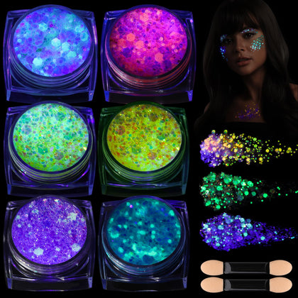 Gel pailleté luminescent Teenitor 6 couleurs en pot