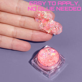 Gel pailleté rose Teenitor dans une trousse de maquillage