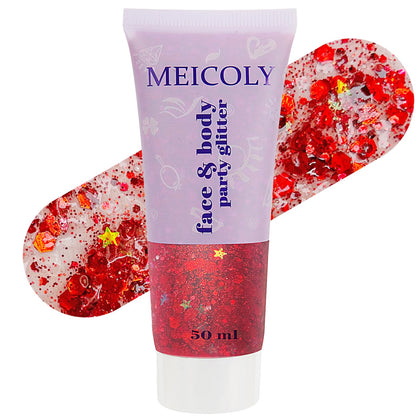 Gel pailleté rouge MEICOLY 50ml vue de face
