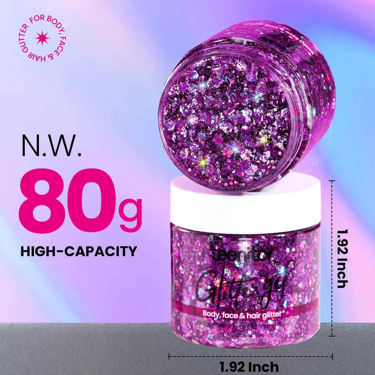 Gel pailleté violet Teenitor 80g, texture du produit