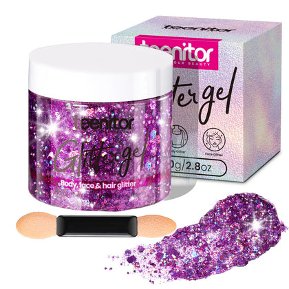 Gel pailleté violet Teenitor 80g, vue de face