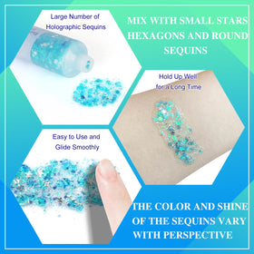 Gel paillettes bleu clair sur des cheveux