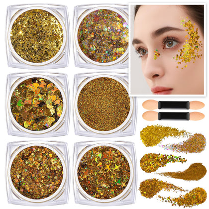 Gel paillettes dorées Teenitor 6 formes avec éclat lumineux