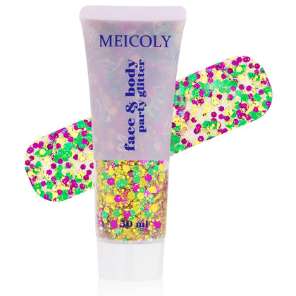 Gel paillettes MEICOLY 59g avec paillettes holographiques en tube