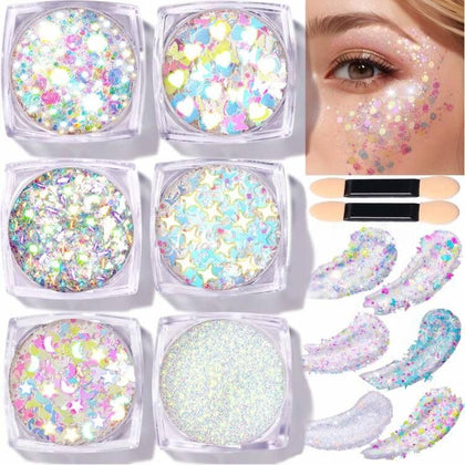Gel paillettes Teenitor 60g avec paillettes en forme d'étoiles et de cœurs