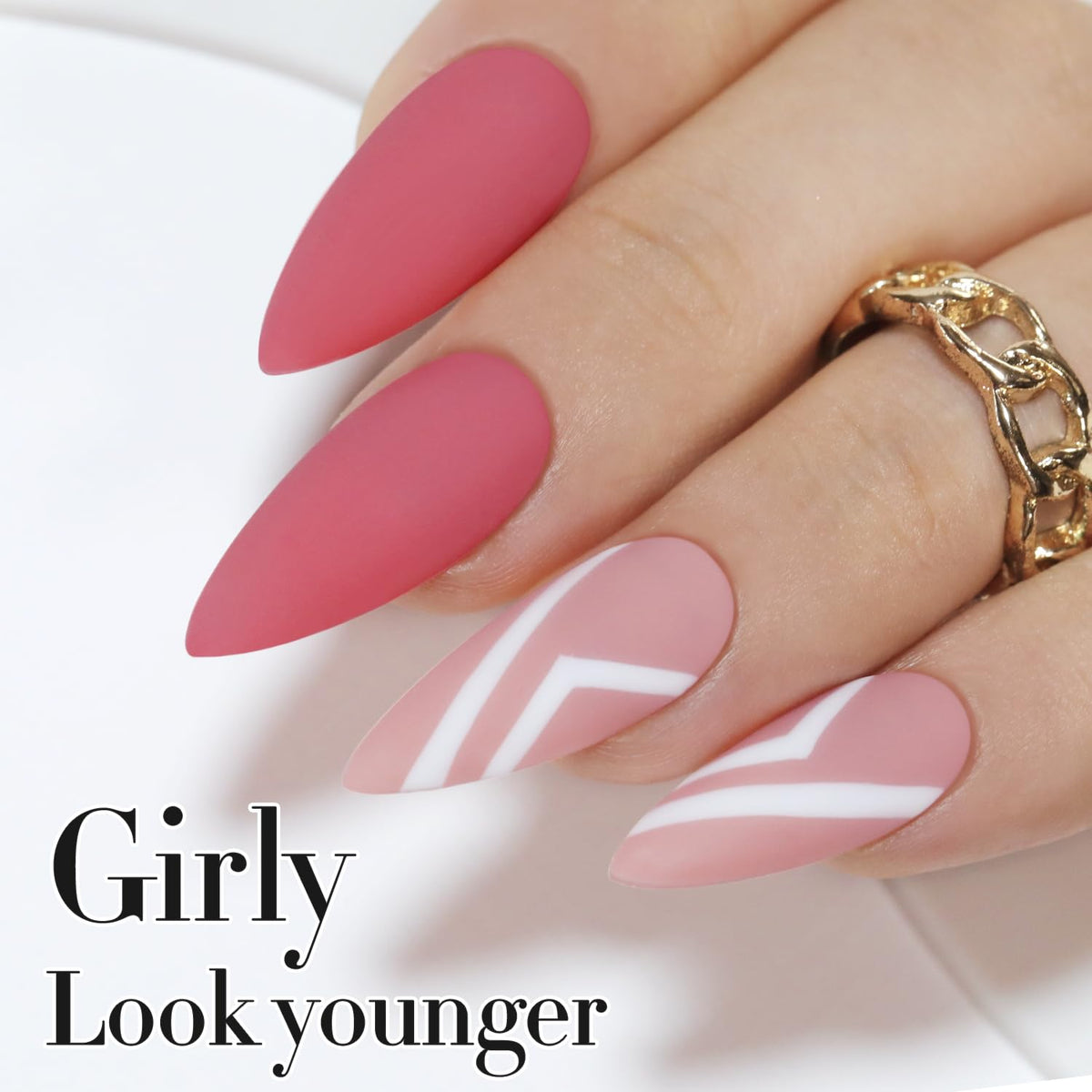 Gel polish Double Rhythm Rose Pink sur un plateau de manucure