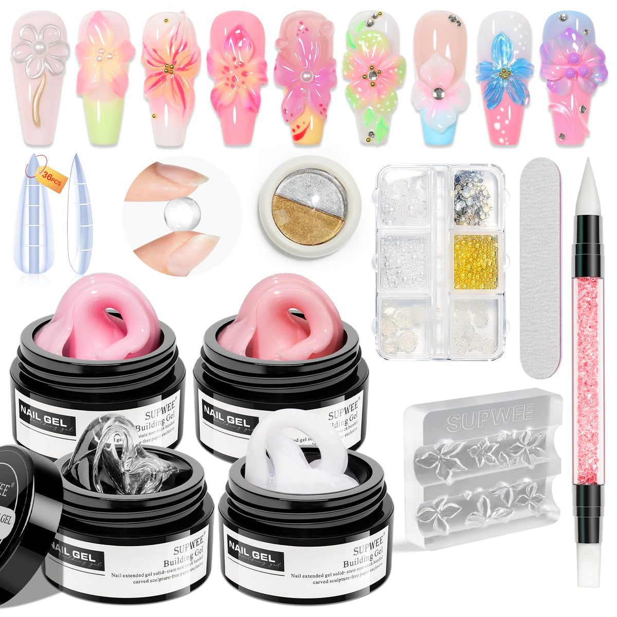 Gel sculptant 3D SUPWEE 4 couleurs présenté en pot