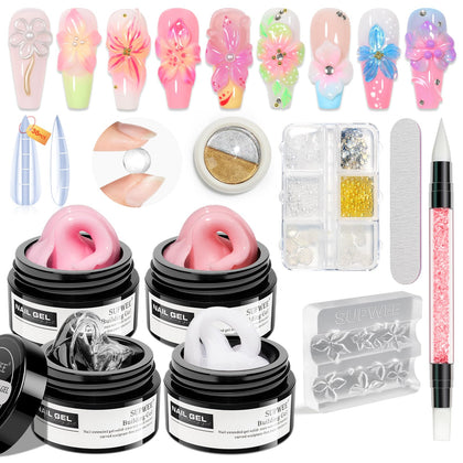 Gel sculptant 3D SUPWEE 4 couleurs présenté en pot