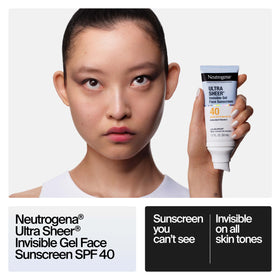 Gel solaire Neutrogena invisible visage SPF 40, arrière