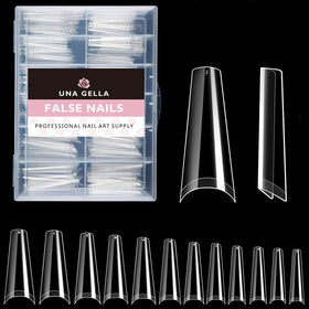 Gel Tips Ongles Coffin UNA GELLA en utilisation avec du vernis