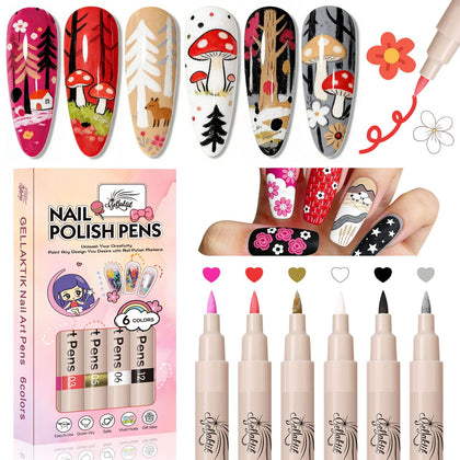 GELLAKTIK stylos de nail art 6 couleurs avec étui