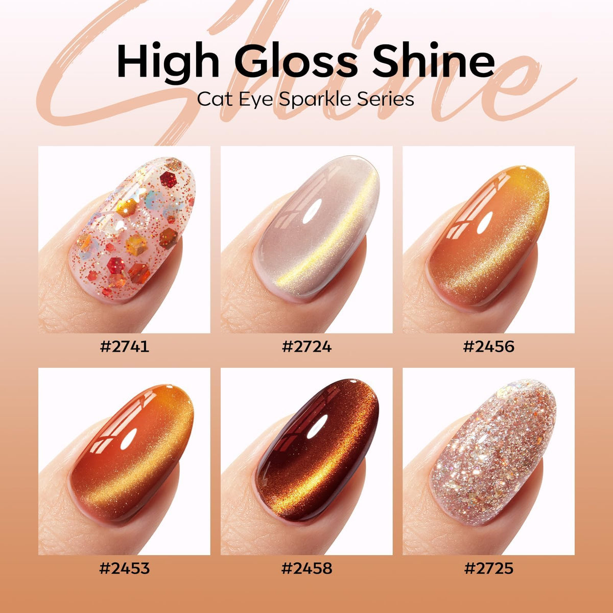 Gels Cat Eye brun nude et orange doré du set modelones