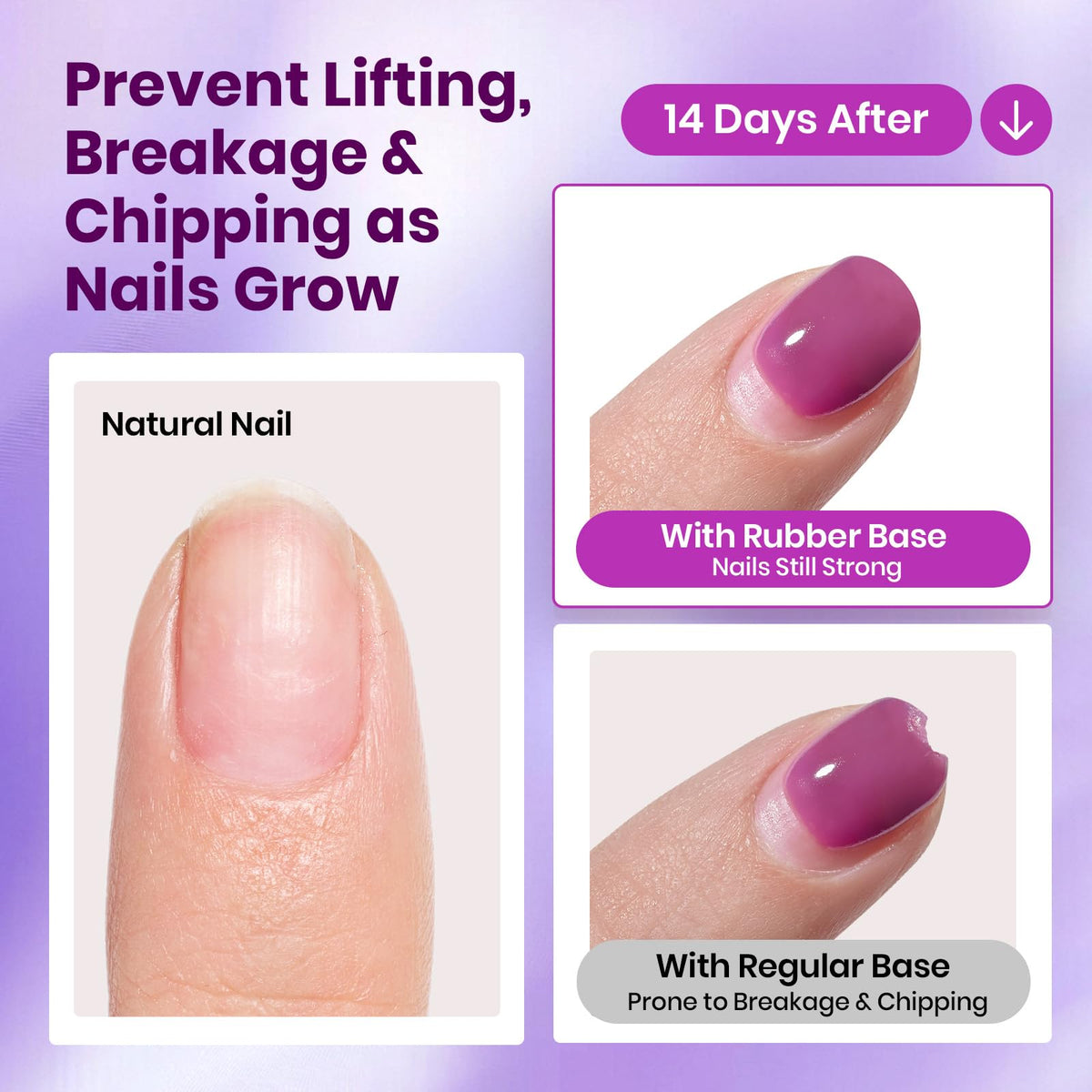 Gels de base caoutchouc violet avec pinceau applicateur