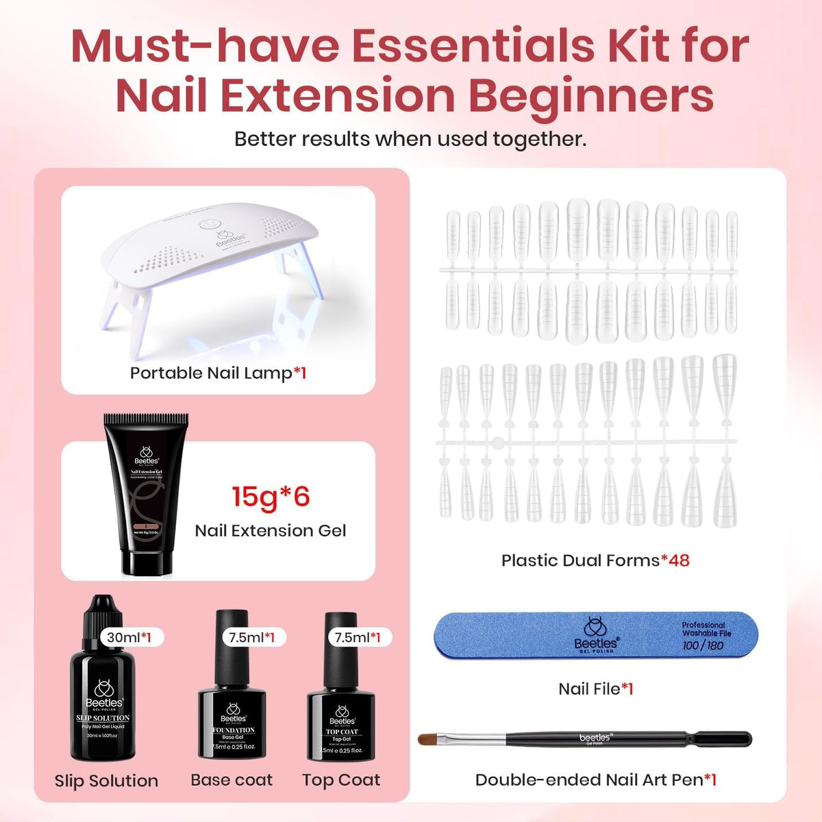 Gels de finition du kit d'extension d'ongles beetles