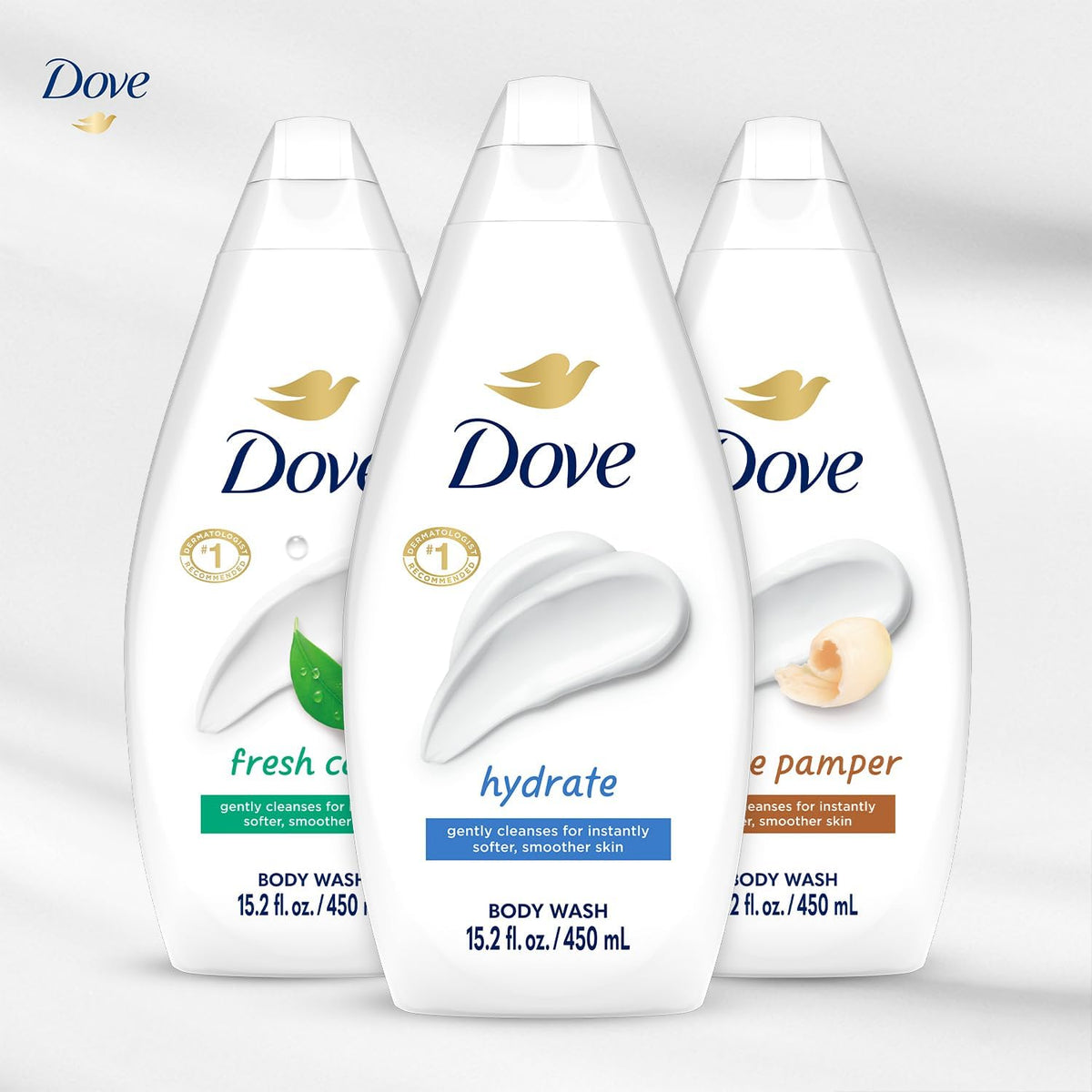 Gels douche Dove en situation de salle de bain