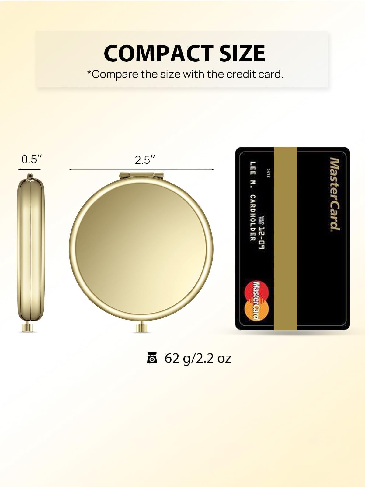 Getinbulk Miroir Compact Or ouvert avec 1x et 2x de grossissement