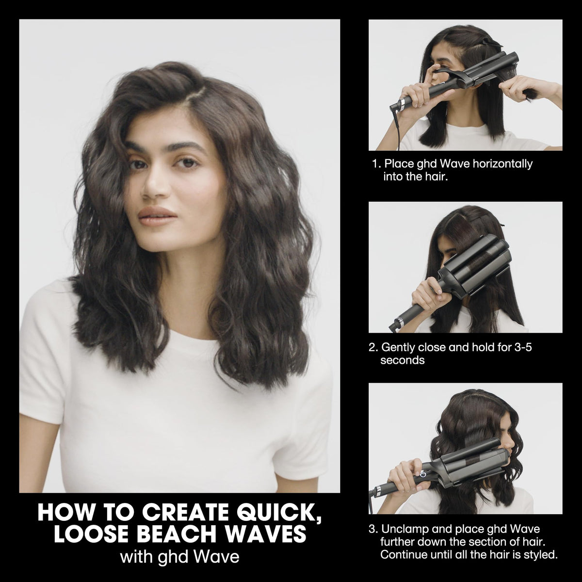 ghd Wave Fer à Onduler Triple Baril Noir avec embout froid