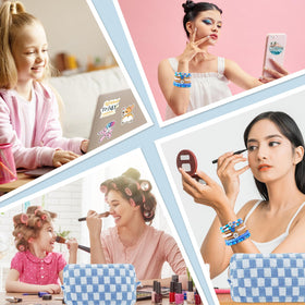 Giesiery sac à maquillage à carreaux avec accessoires de beauté