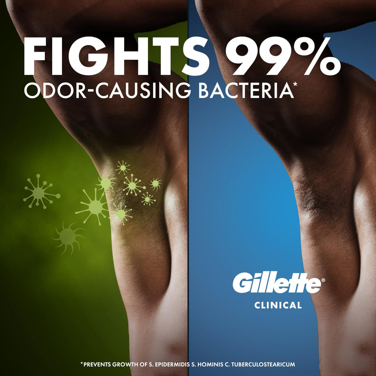 Gillette Antiperspirant Clinique 100H à côté d'autres produits de soin