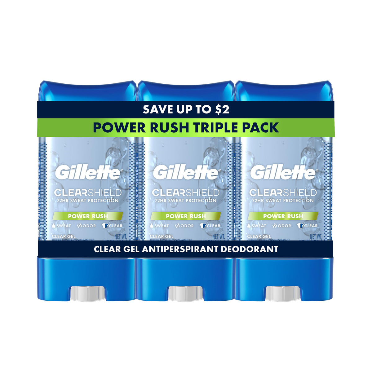 Gillette déodorant antitranspirant gel transparent 3,8 oz vue avant