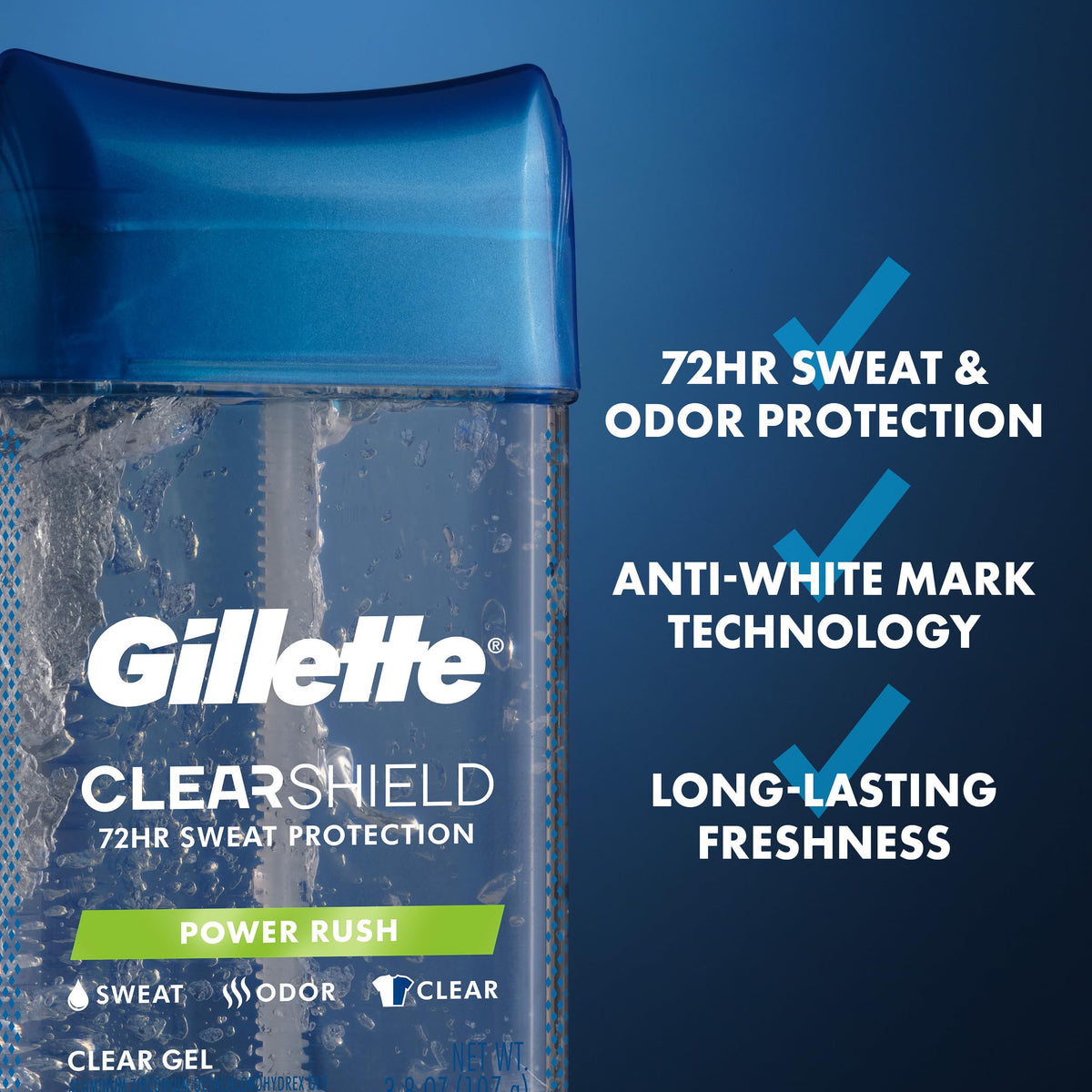 Gillette déodorant antitranspirant gel transparent pack de 3