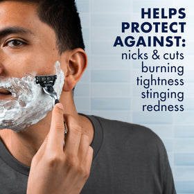 Gillette Gel à Raser 3X Action, détail de l'emballage sans rouille