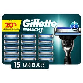 Gillette Mach3 Lames de Rasoir pour Hommes - 15 Recharges, vue avant