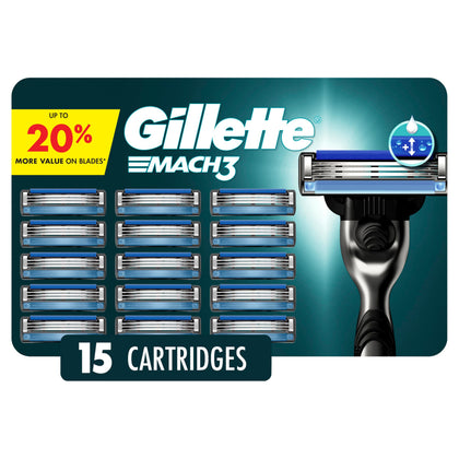 Gillette Mach3 Lames de Rasoir pour Hommes - 15 Recharges, vue avant