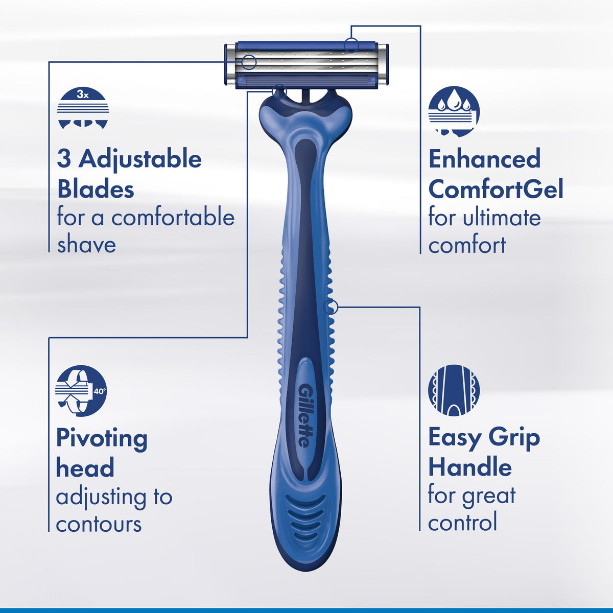 Gillette Rasoir Jetable Sensor3 Comfort lames en chrome