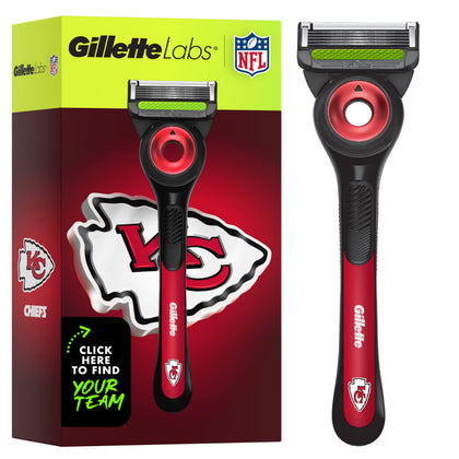 Gillette Rasoir NFL Chiefs Édition Spéciale vue de face avec barre exfoliante