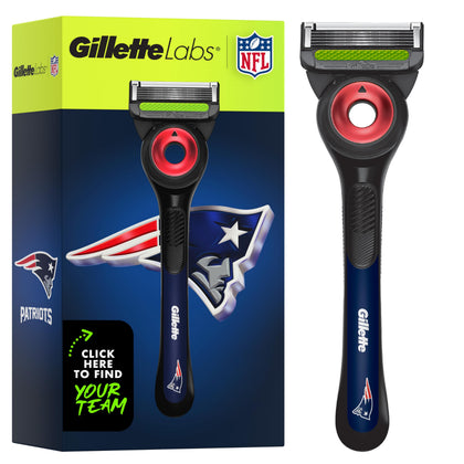 Gillette Rasoir NFL Patriots Édition Spéciale vue de face avec barre exfoliante