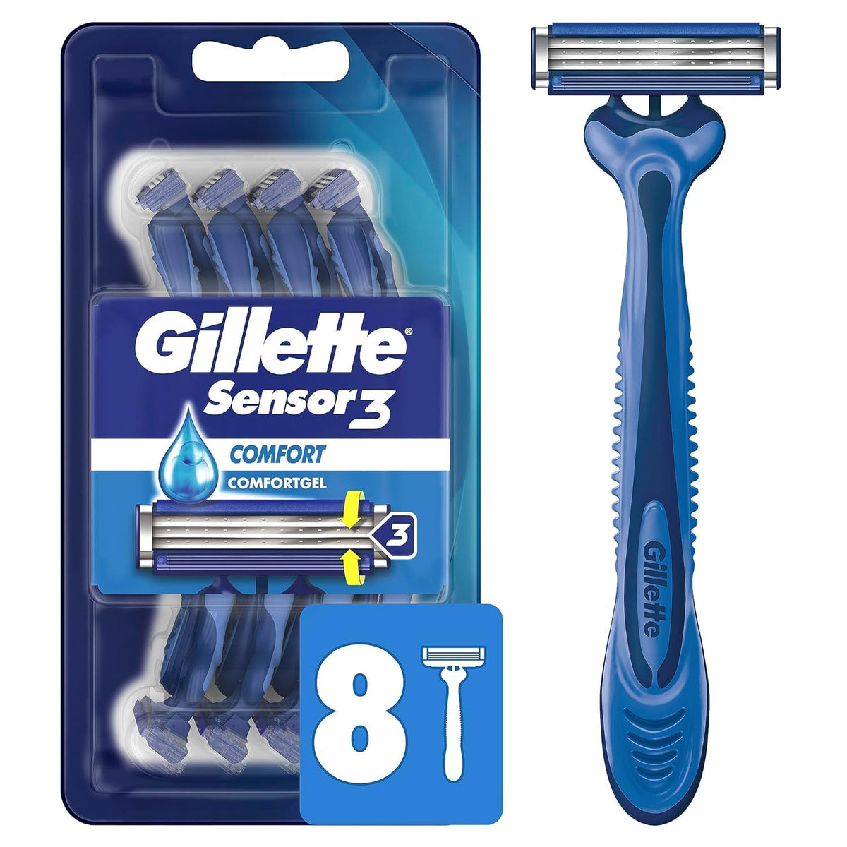 Gillette Rasoirs Jetables Sensor3 Comfort boîte 8 unités