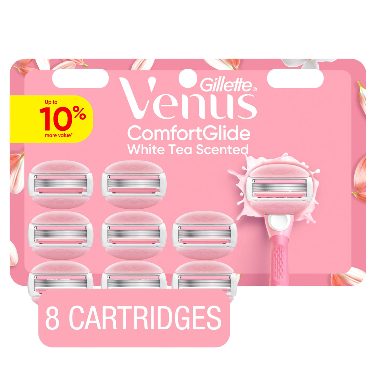 Gillette Venus ComfortGlide Lames de Rasoir Thé Blanc vue de face
