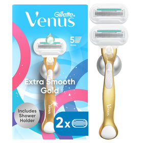 Gillette Venus Rasoir Femme Extra Smooth Sensitive vue avant avec poignée en métal