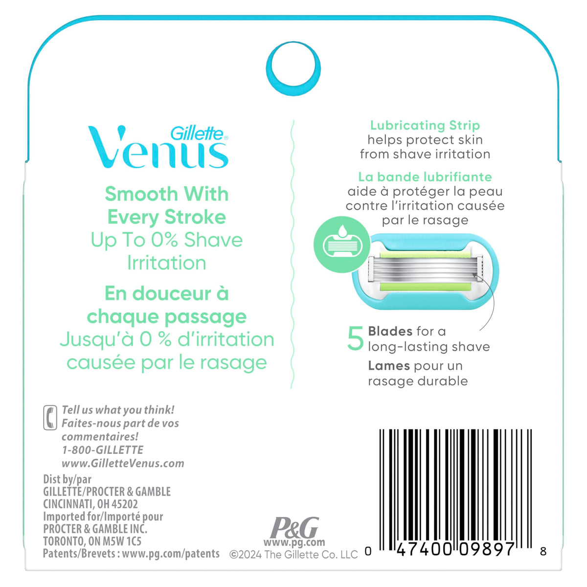 Gillette Venus Rasoir Femmes Recharges 5 Lames près d'un miroir