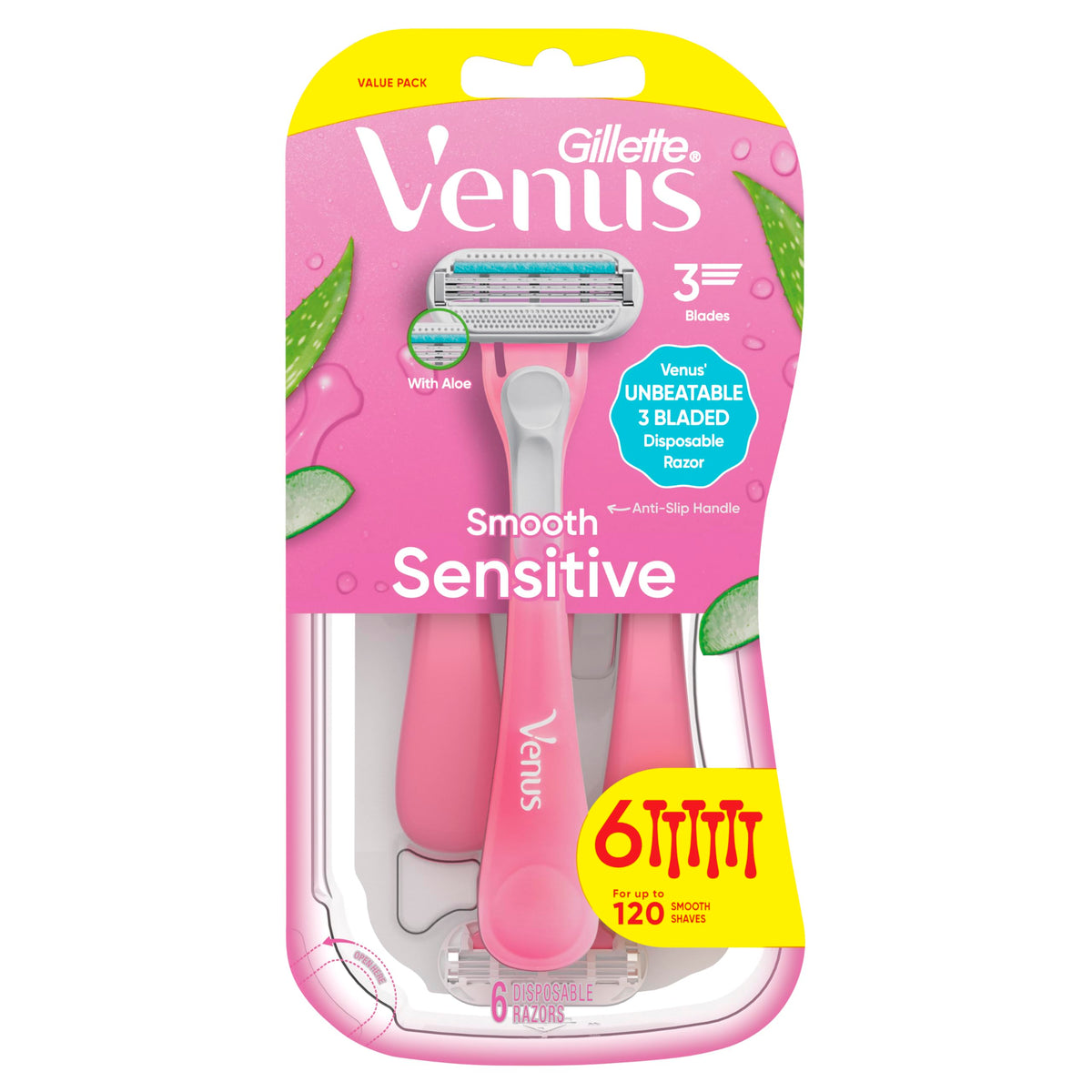 Gillette Venus rasoir jetable pour femmes montrant la douceur de rasage