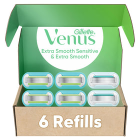 Gillette Venus recharges 6 pièces Extra Smooth et Sensitive vue de face