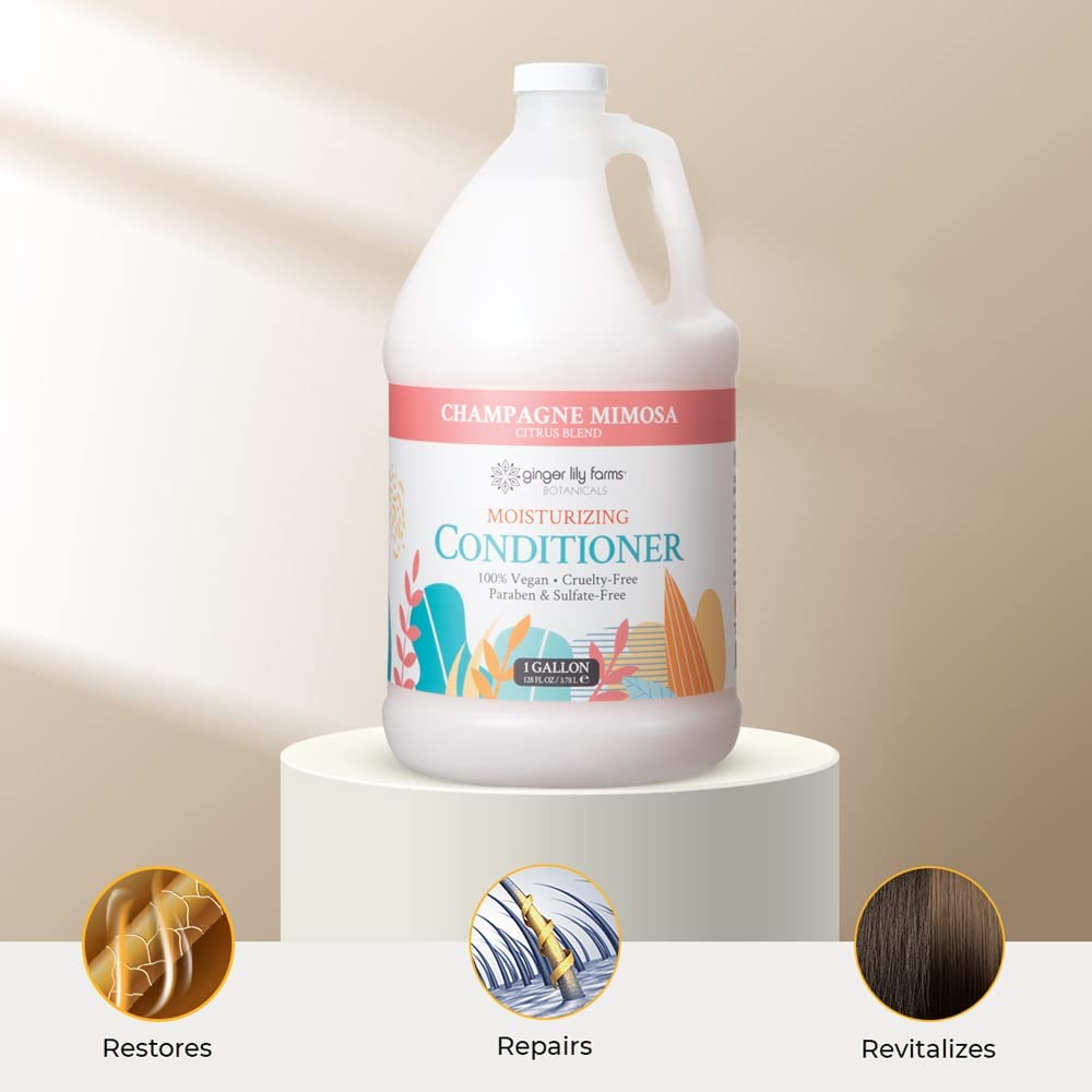 Ginger Lily Farms Après-Shampooing Hydratant 1 Gal dans un contexte de salle de bains