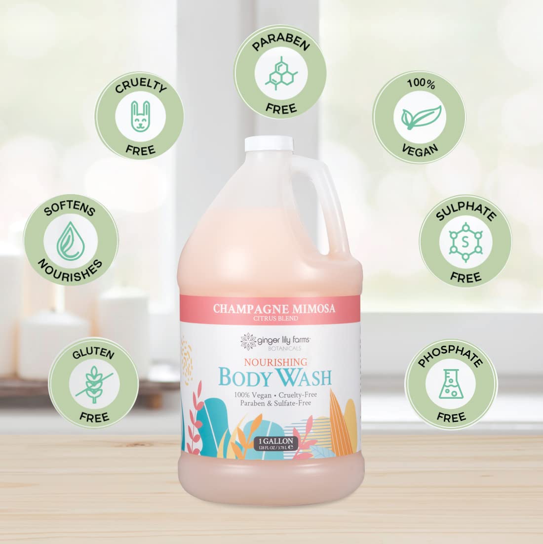 Ginger Lily Farms Gel Douche avec agrumes en arrière-plan